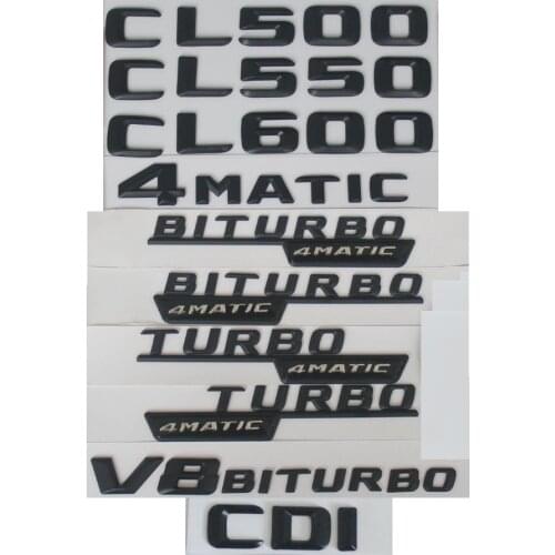 3D Matt Black Trunk Letters Badge Emblem Emblems Badges Sticker for Mercedes Benz CL500 CL550 CL600 CL400 V8 BITURBO AMG 4MATIC