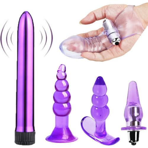 5pcs Gay G-spot Stimulate Vibrator Dildo Masturbation Women Men Anal Plug Butt Adult Masturbation Sex Toy Couple Game Lesbian