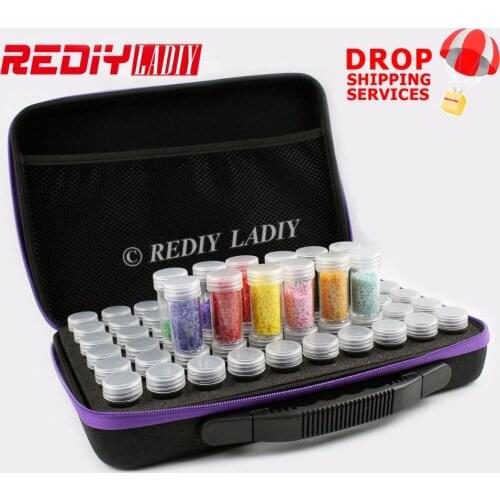 60 Bottles Diamond Painting Cross Stitch Storage Box Beads Container Carry Case Diamond Embroidery Hand Bag Zipper Shockproof