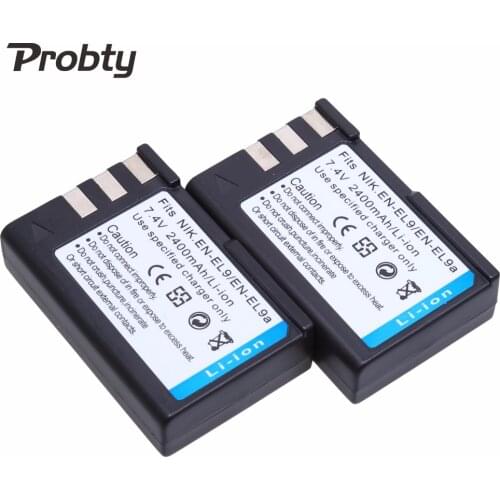 PROBTY 2Pcs 7.4V 2400mAh EN-EL9 EL9 EN EL9 High Capacity Li-ion Rechargeable Battery For Nikon D60 D40 D40X D5000 D3000 Camera