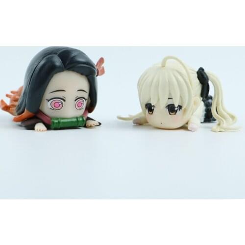 Anime Demon Slayer Kamado Nezuko Yosuga no Sora Kasugano Sora Lying Q Ver. Girls PVC Action Figure Model Car decoration Toys