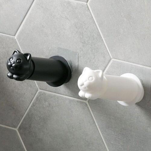 Toilet Paper Holder Wall-Mounted Cartoon Cat Tissue Holder Adhesive Creative Bathroom Tissue Hanger Home Bath Accessories