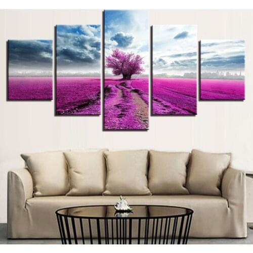 Home Decor Canvas Painting Printed 5 Pieces Wall Art Modular Tree Poster HD Pictures Artwork For Bedside Background Framework