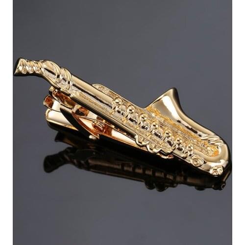 DY New luxury design fashion mens music equipment gold Sax tie clip Mens high-end business wedding tie clips Free Delivery