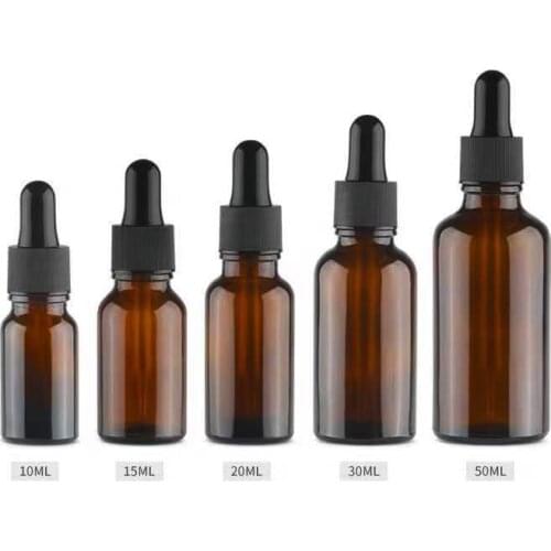Hot sale 2Pcs 10/15/20/30/50ml brown light-proof dropper essential oil essence cosmetics glass bottle strong and not fragile