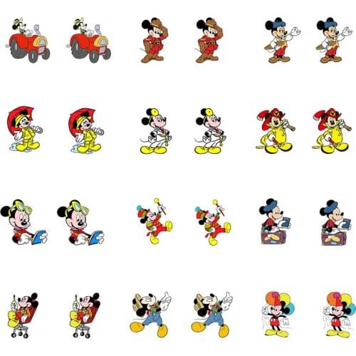 Disney Mickey Play Style Play Umbrella Think Fishing Image Fashion New Ear Clip Earrings Epoxy Resin Heat Shrinkable Ear Clip