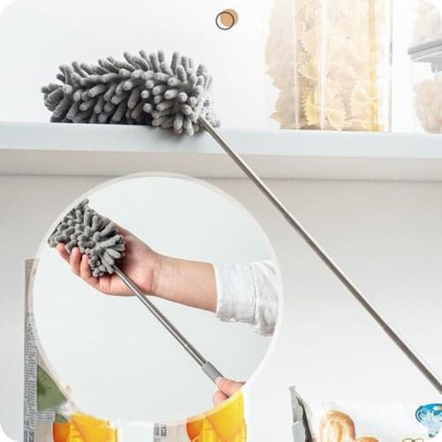Household Cleaning Tool Telescopic Extension Dust Collector Stainless Steel Dust Brush Microfiber Chenille Ceiling Car Duster