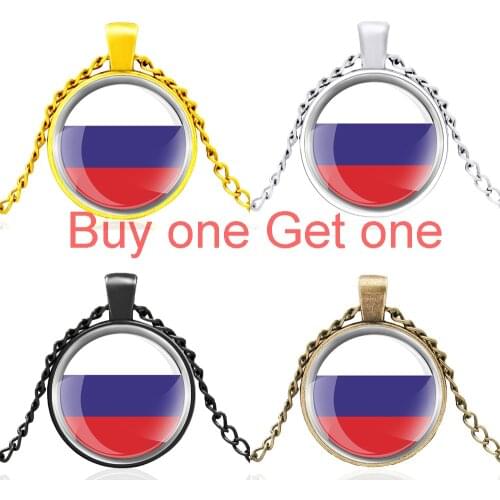 Classic Flag of Russia Флаг России Symbol Fashion Glass Dome Pendant Necklace Men Women Jewelry Gifts