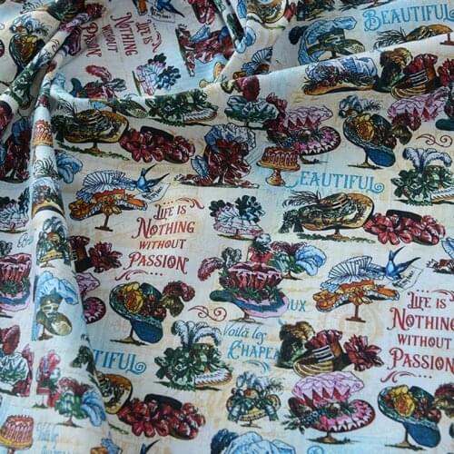 Cartoon Life Passion Print 100% Cotton Fabric for Clothes Home Textile Bedding Set Sewing Quilting DIY