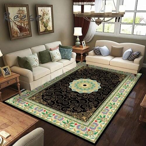 European-style Classical Bohemia Living Room Carpet Rug Customizable Printing Household Decoration Mat Floor Non-slip Protection