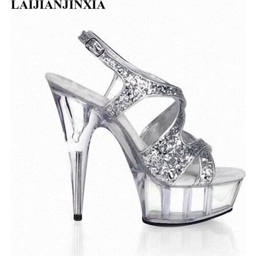 LAIJIANJINXIA New Summer Gladiator Sandals Women Shoes Sexy 15CM High Heels Sandals Party Shoes Women Female Sandals Thin Heels