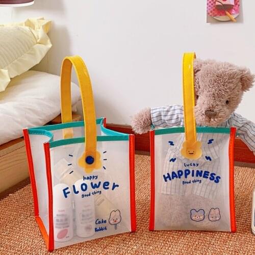 Little Bunny Jelly Handbag Girls Transparent Travel Beach Pouch Women Waterproof Cute Rabbit Large Cpacity Daily Shoulder Bag
