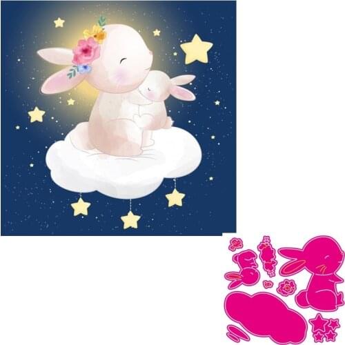 Rabbit Metal Cutting Dies Lovely Animals Doll Stencil for DIY Scrapbooking Craft Cards Decoration