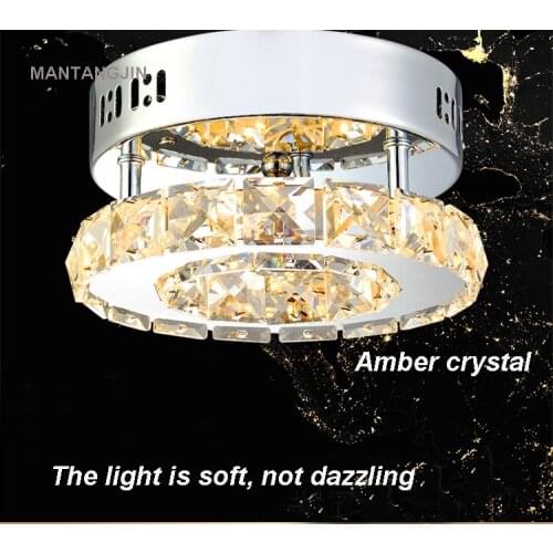 Minimalist Single ring D15cm crystal ceiling lamp led aisle lights Stainless steel corridor home balcony dining room lighting