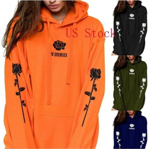 Fashion Women Men Winter Warm Hoodie Coat Jacket Oversize Outwear Rose Print Plus Size