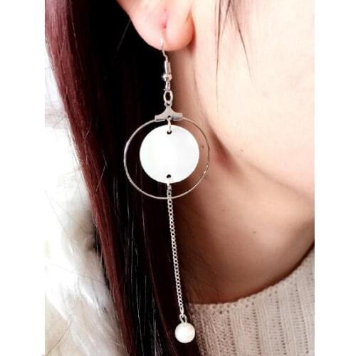 Fashion Personality Simple Imitation Pearl Round Shell Long Earrings Statement Earrings Big Earring Bohemian Wedding Earrings