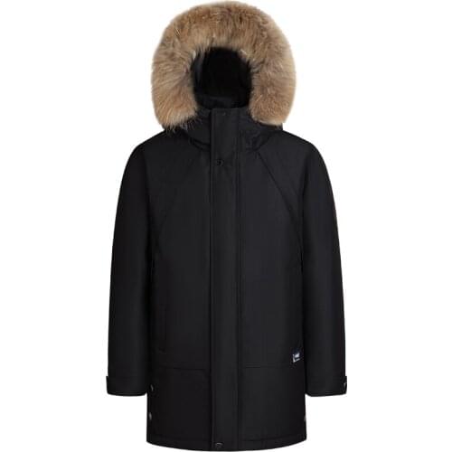 Brand Real Fur Collar Winter Down Jacket Men Warm Hooded 90% White Duck Down Coat Men Long Parkas High Quality Black Overcoat