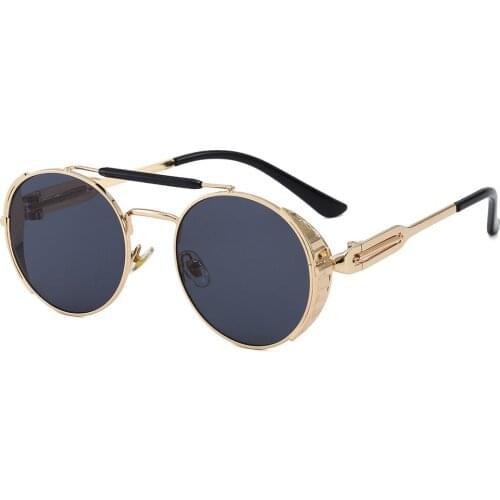 New Round Steampunk Sunglasses Men/Women Alloy Frame Man Punk Glasses Vintage Punk Sunglasses For Ladies
