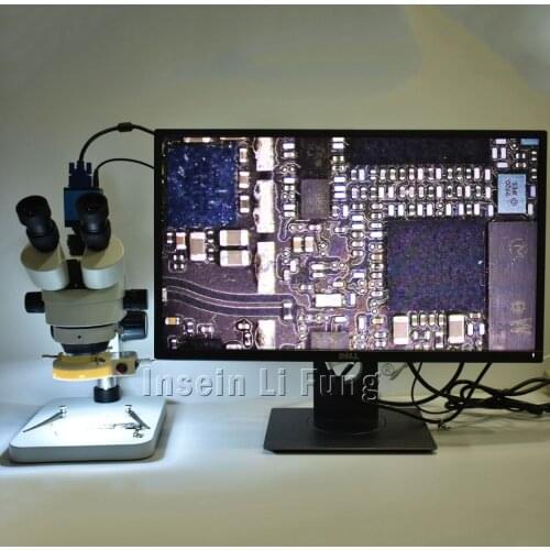 New C mount Adapter 0.5X Focus Adjustable Trinocular Stereo Microscope 3.5X-90X Continuous Zoom+2.0MP 1080P 60FPS VGA Camera