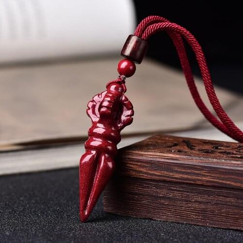 Natural Purple Cinnabar Double-sided Engraving Vajra Pendant Necklaces Manual Rope Women Men Fashion Jewelry Gift Dropship