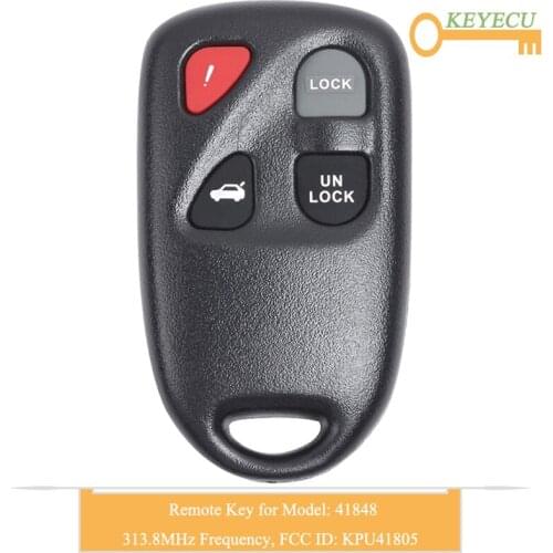 KEYECU Keyless Entry Remote Control Car Key for Mazda RX-8 2004 2005 2006 2007 2008 Fob 4 Button - FCC ID: KPU41805 Model: 41848