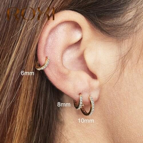 ROXI 3pcs Fashion Classic Wild Zircon Round Hoop Earrings for Women Girls Wedding Jewelry Cartilage Earring 925 Sterling Silver