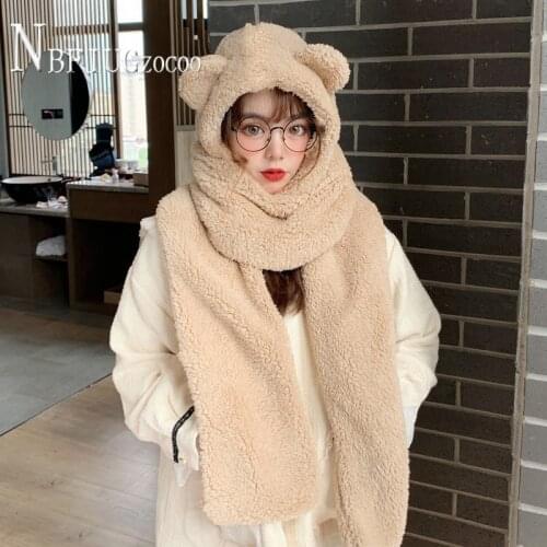 Bear Hat Scarf Gloves Women Sets Kawaii New Easy To Match Female Scarves Sets