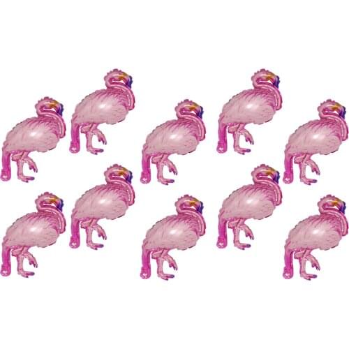 10 Pieces Tropical Hawaiian Luau Mini Flamingo Aluminum Foil Balloons Kids Birthday Party Decorations 21x46cm