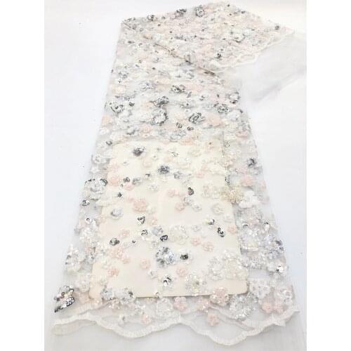 Fresh and elegant small flowers sequin embroidery French tulle lace African lace fabric dress Nigerian style lace skirt design