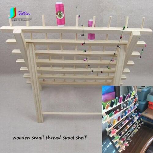 Small Thread Spool Storage Wooden Shelf 63 Positions,Home Handmade Patchwork Tool Small Size Wooden Wire Frame S0207L