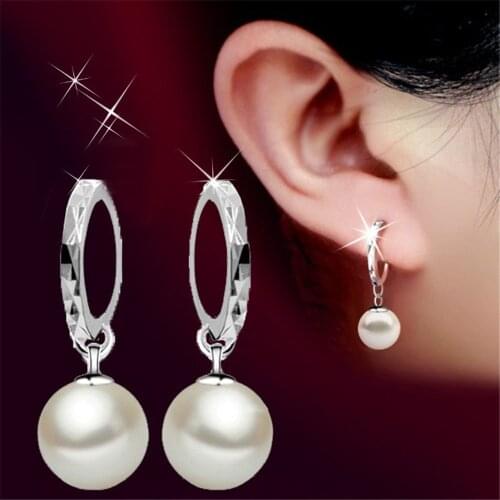 SHQIYAYI Vintage France Style Hoop Earring Waterdrop Shape Imitation Pearl Earrings Pendant Drop Earrings 153