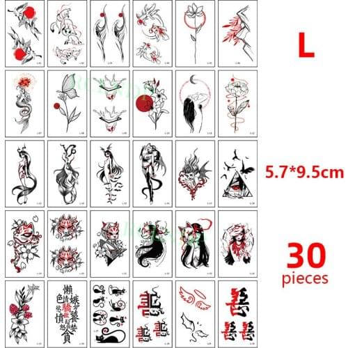 30 pcs Waterproof Temporary Tattoo Stickers set cartoon love cactus rainbow sun Body Art Flash Tatto Fake Tatoo for Men Women
