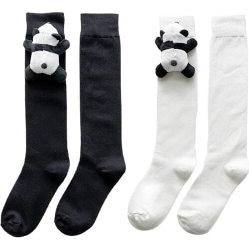 Japanese Women Girl Student Knee High Socks Cute 3D Stuffed Plush Panda Doll Decor College Style Lolita Kawaii Stockings