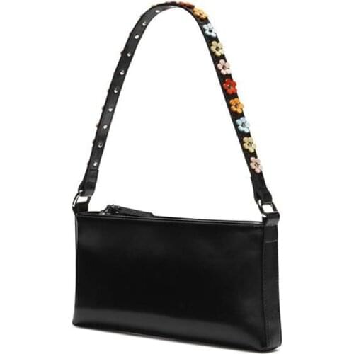 Women Bag Y2K PU Baguette Flower Solid Zipper Korean Lady Shoulder Bag Handbag Pures And Bags Crossbody Designer Bag