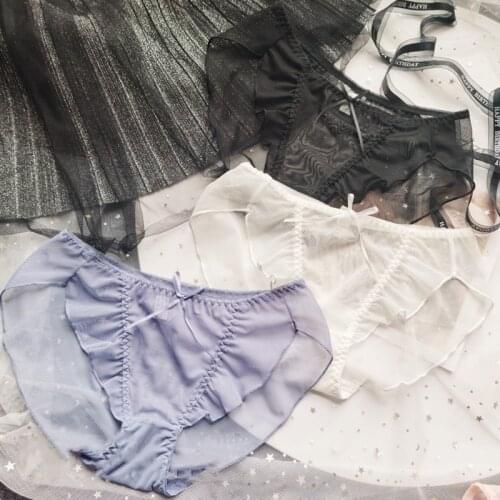 Candy Color Mesh Girls Panties Sexy Lingerie Cute Bow Low Waist Womens Underwear Coast Lace Chiffons Cute Sweet Bow Birefs