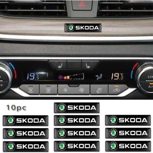 10Pcs Car Styling 3D Epoxy Car Stickers Decal Decoration for Skoda Octavia Superb Fabia Rapid Kodiaq Scala Karoq Accessories
