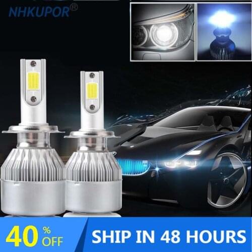 COB CHIP 2pcs C6 Car Led Headlight Super Bright Far and Near Light Bulb H7 H1 H4 H11 H9 9005 Auto Headlamps Very Brightness