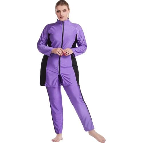 2021 Long Sleeve Muslim Swimwear Full Cover Modesty Plus Size Summer Swim Wear Arab Women Burkini Swimsuit 6XL -40