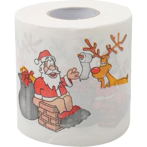 24m/roll Santa Claus Reindeer Christmas Toilet Paper Christmas Decoration for Home Xmas Noel Navidad 2021 New Year Gift 10*10cm