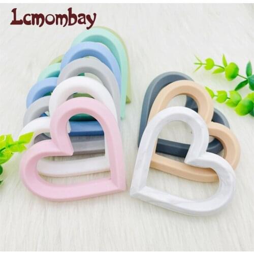 3pcs Heart Silicone beads Baby Teething DIY Baby Necklace Toy BPA Free Silicone teether Teething Pacifier Chain