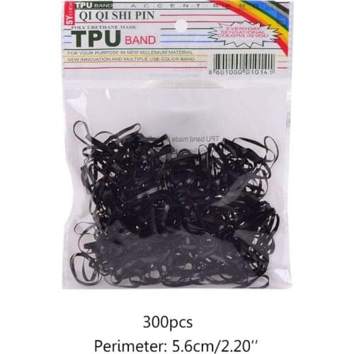 300Pcs/Pack Women Girl Elastic Hair Rope Tie TPU Plastic Rubber Ponytail Holder Colorful/Black Candy Color Disposable Headband