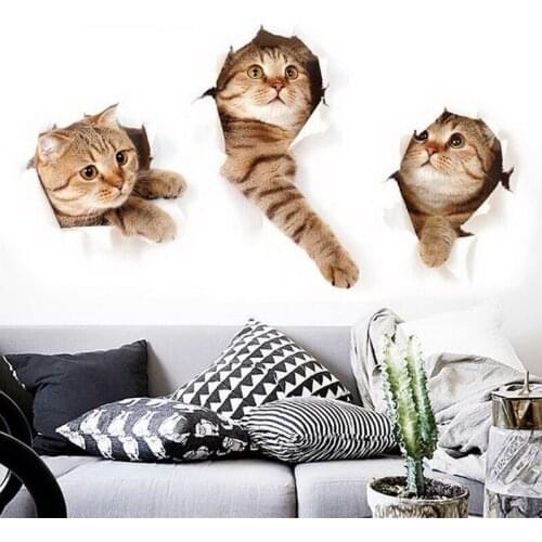 321105/3D three-dimensional kitten wall stickers warm bedroom wallpaper self-adhesive living room wall decorative wall stickers