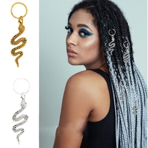 5pcs Snake Braid Beads Hair Jewelry Vintage Gold Silver Hair Coils Jewelry Hair Clips Hairpin Unique Braided Hair for Women New