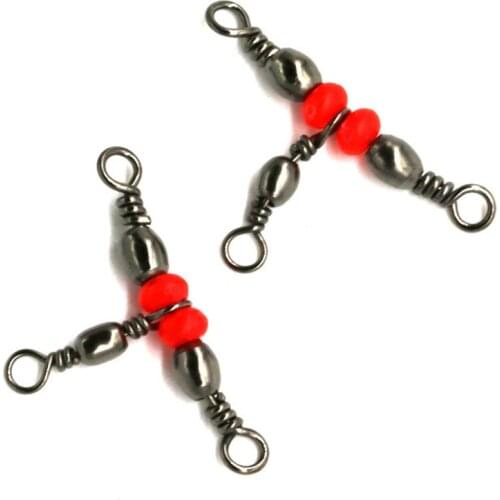 50pcs/Set Fishing Snap Swivel 3 Way Wivel Connecting Ring Fishhook Lure Line Connector Mini Fishing Tackle Accessories