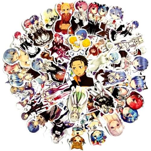 500Pcs Anime Re:Life In A Different World From Zero Cartoon Stickers Toys Rem Ram Movie Souvenir For Latop Stickers toy gift