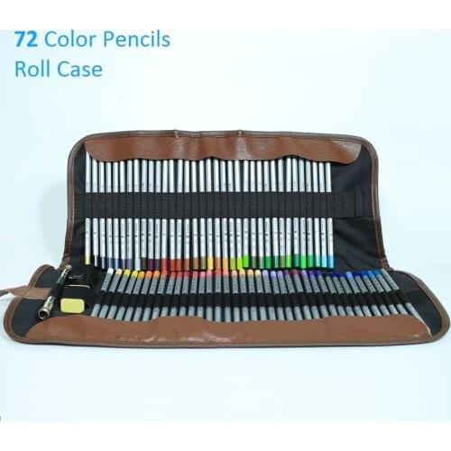 72 Colored Pencils Safe Non-toxic Pencil; 72 Roller Pencil Case Roll Pouch Pocket Package with Eraser,Sharpner and Extender