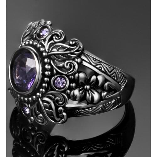 925 Vintage Thai Silver Zircon Ring for Women Gift Jewelry Ring Wholesale Size 6-10