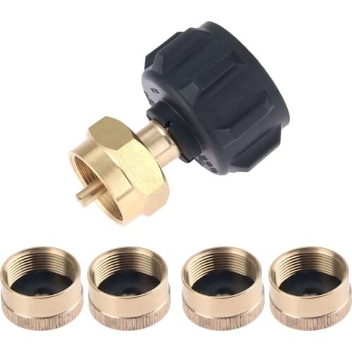 Propane Refill Adapter for QCC1 Tank and 1LB Gas Bottle Cylinder with 4pcs Propane Tank Caps Protect Caps