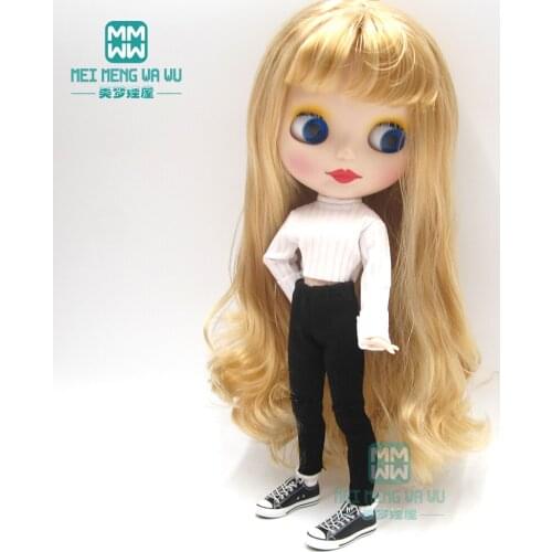 1pcs Blyth Doll accessories Casual white sweater hole pants for Blyth Azone 1/6 doll clothes