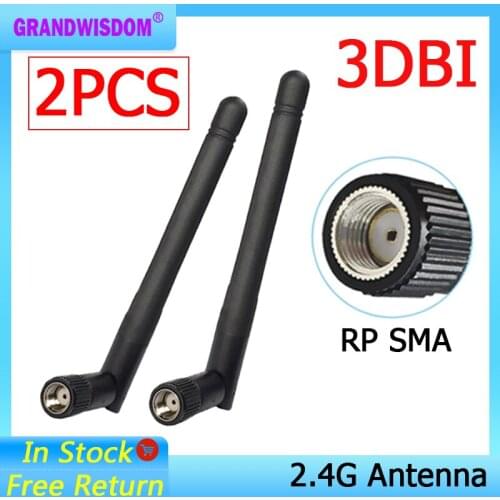 2pcs 2.4 GHz WiFi Antenna 3dBi Aerial RP-SMA Male Connector 2.4ghz antena wi fi antenne For Wireless Router Wifi Booster